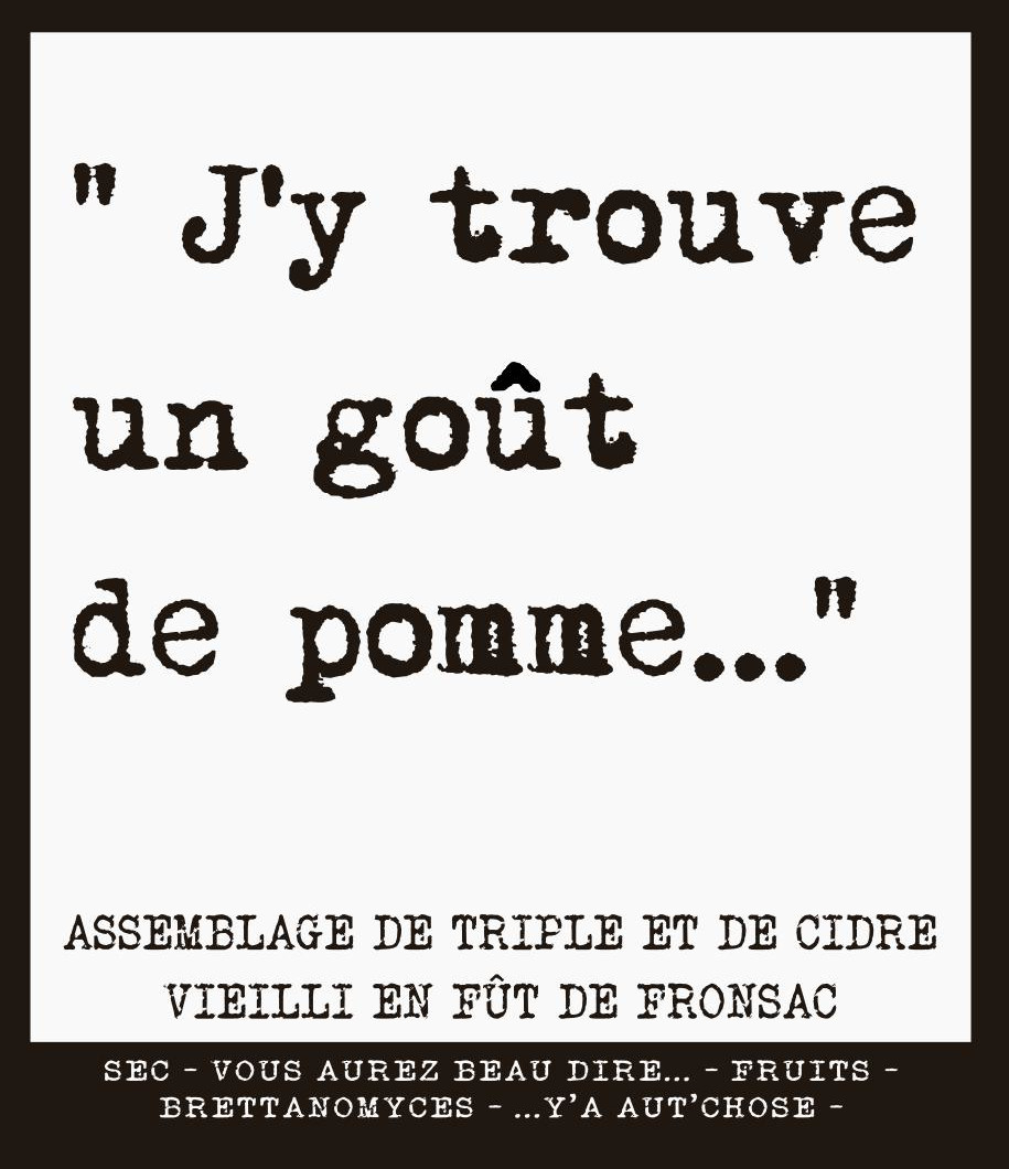 étiquette de la J'y trouve un goût de pomme du Zinc de Poitiers et de la Manufacture de Bières